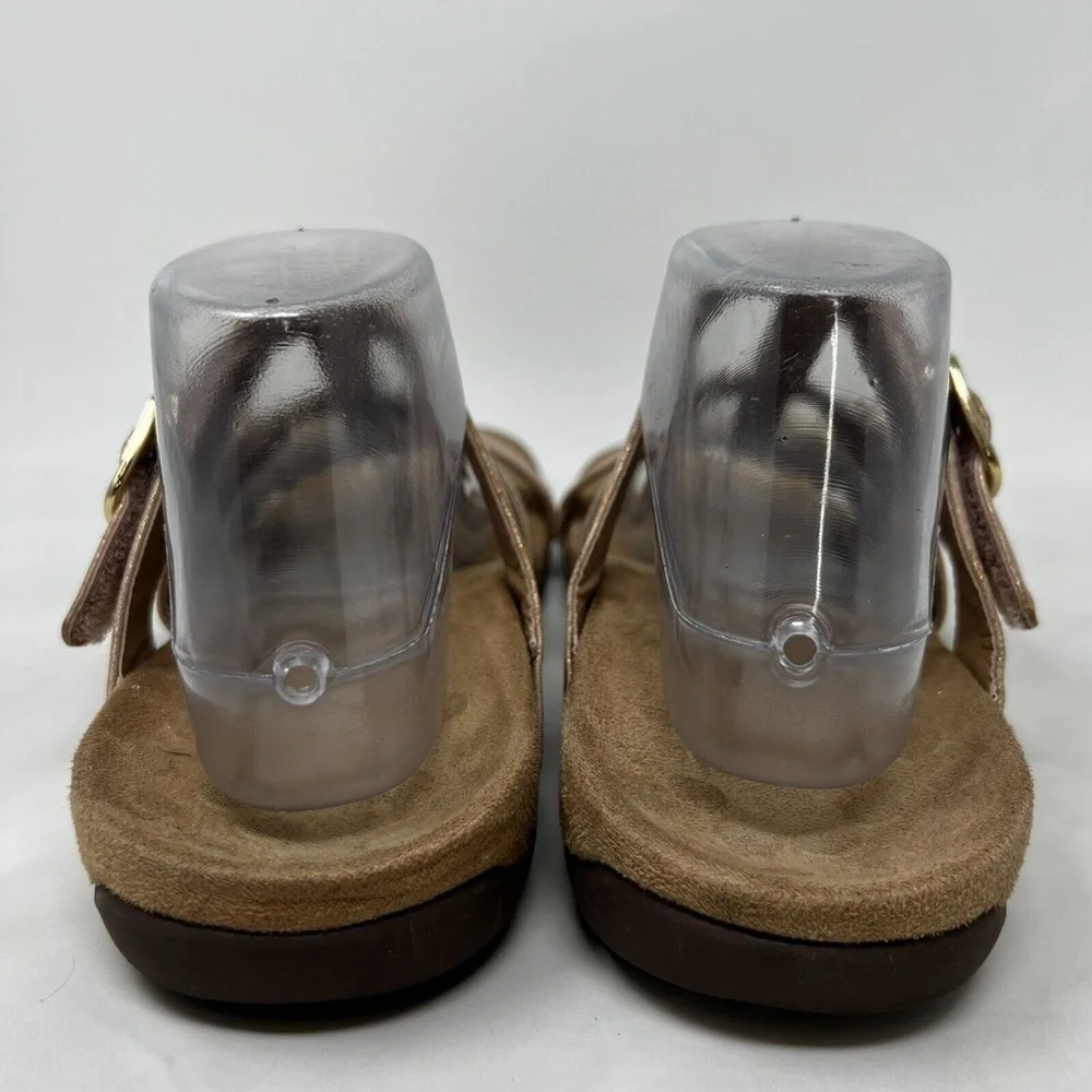 Vionic Misa Rose Gold Peach Leather 3 Strap Orthotic Sandals Women’s Size US 10